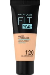 Жидкая тональная основа Maybelline FIT ME Matte 120 Classic Ivory, 30 мл цена и информация | Пудры, базы под макияж | 220.lv