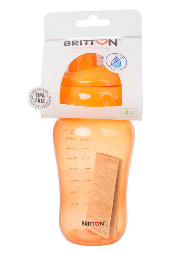 Pudelīte Britton, 270 ml, oranža cena un informācija | Bērnu pudelītes un to aksesuāri | 220.lv
