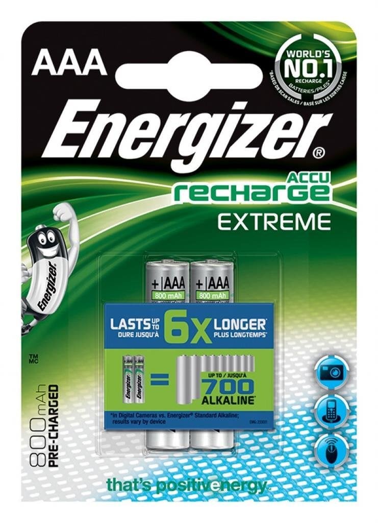 ENERGIZER lādējamās baterijas Extreme AAA HR03 800mAh 1.2V B2 цена и информация | Baterijas | 220.lv