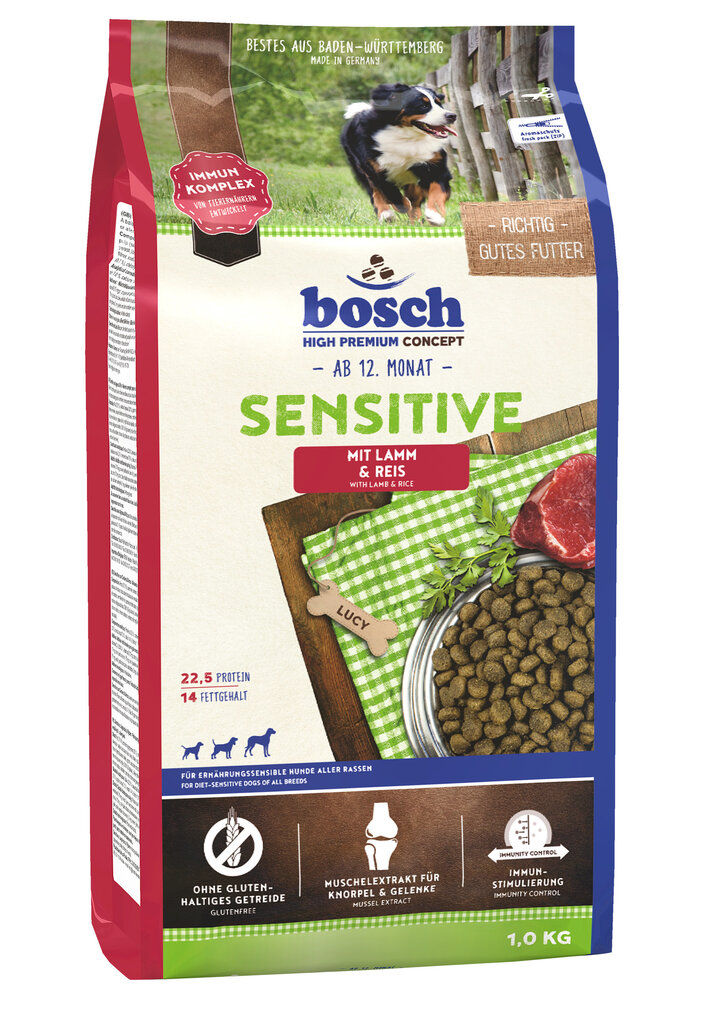 Sausā barība Bosch Petfood Sensitive Lamb & Rice (High Premium) 1kg cena un informācija | Sausā barība suņiem | 220.lv