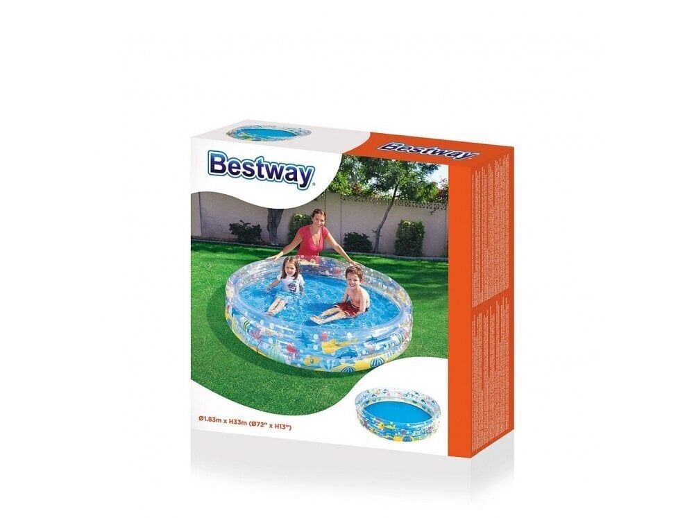 Piepūšamais bērnu baseins Bestway Deep Dive, 183x33 cm, caurspīdīgs/zils cena un informācija | Baseini | 220.lv