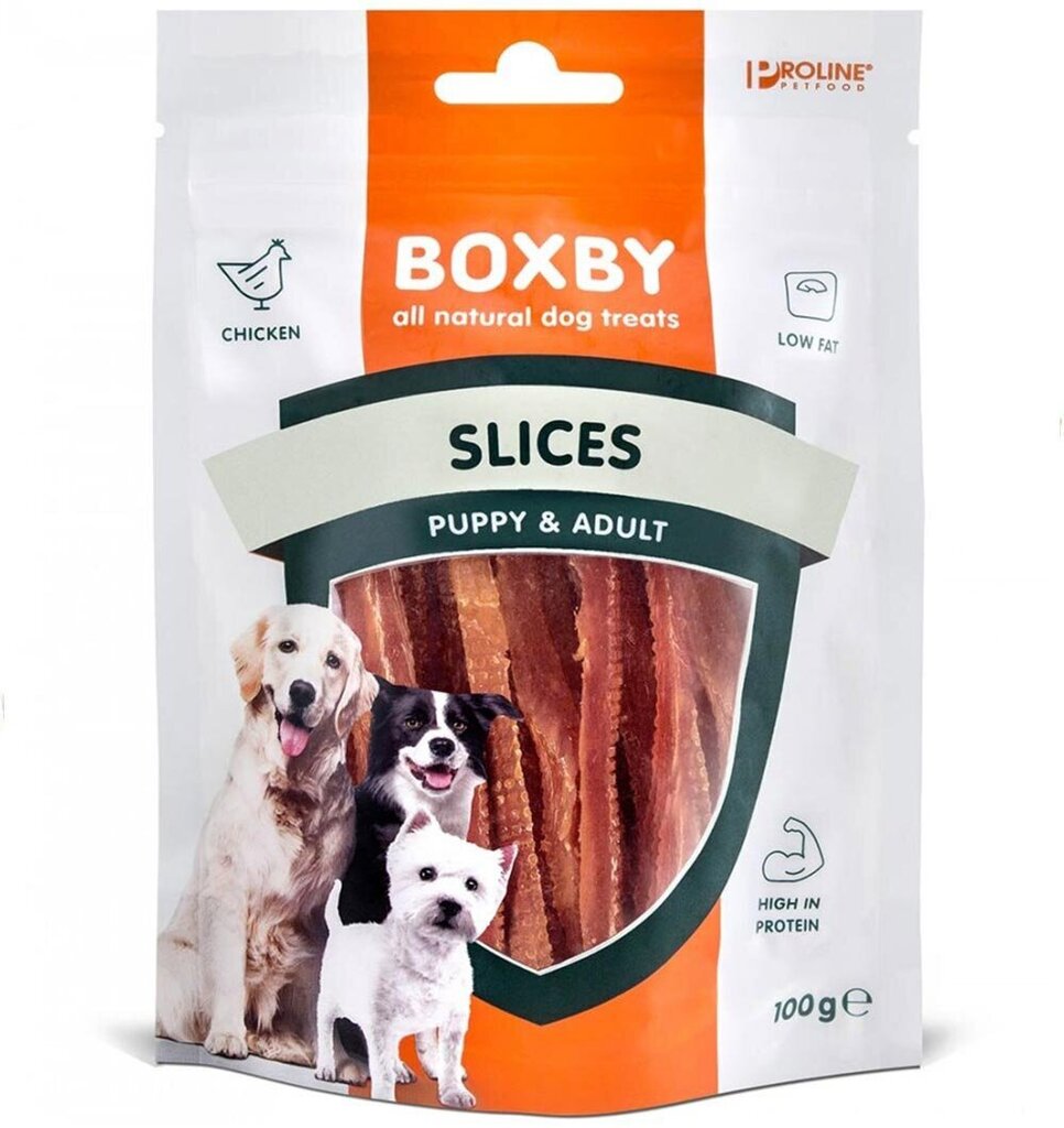 Boxby Slices gardums suņiem ar vistas gaļu, 100 g cena un informācija | Gardumi suņiem | 220.lv