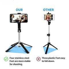 Selfie Stick Bluetooth tālvadības tālruņa turētāja statīva statīvs iPhone universālam цена и информация | Держатели для телефонов | 220.lv