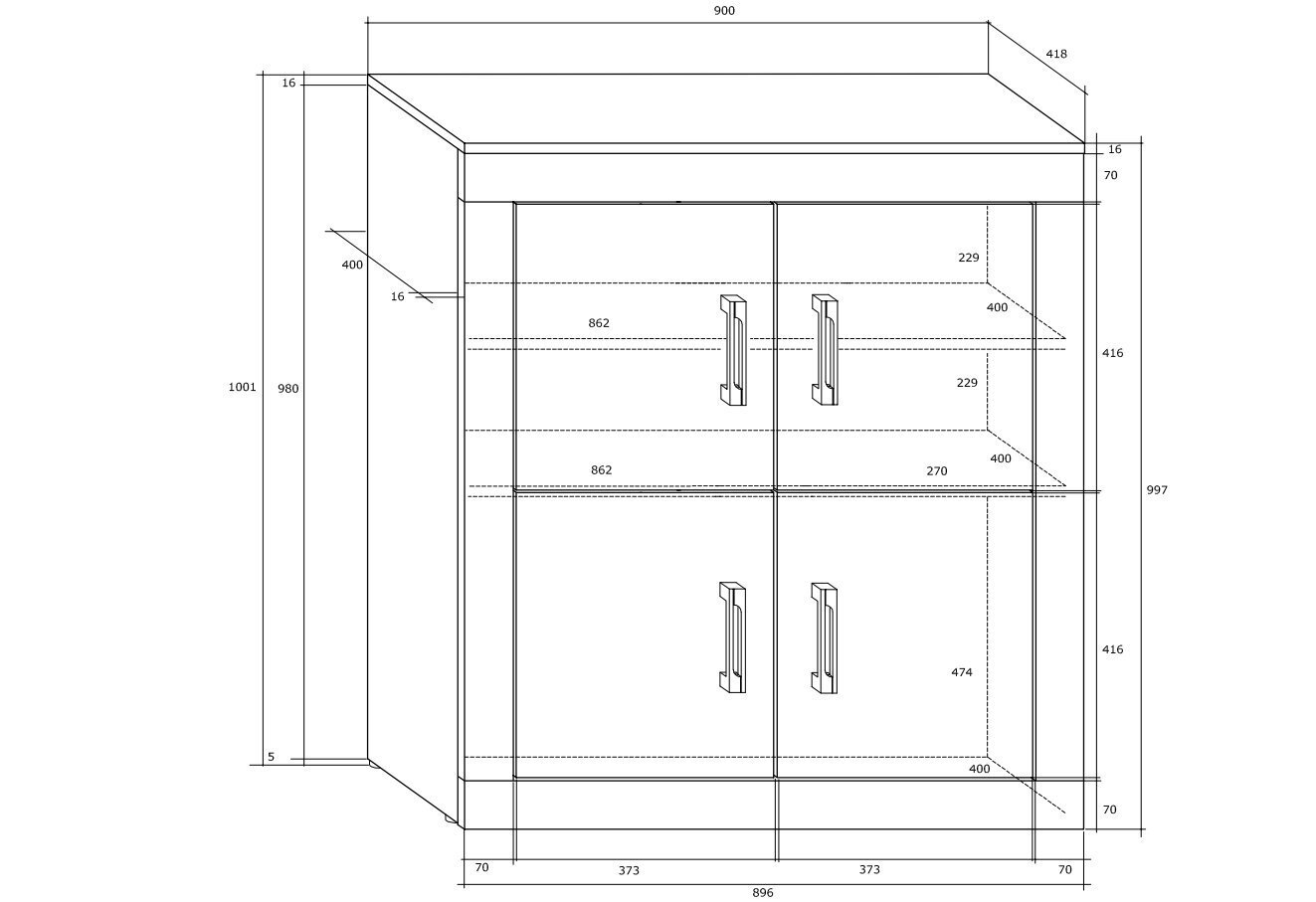 Skapītis VERIN 4D цена и информация | Skapīši viesistabai | 220.lv