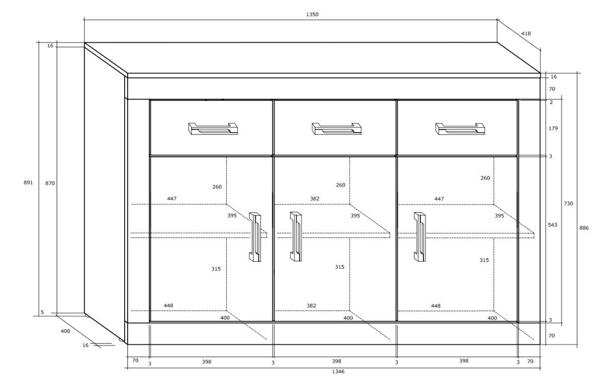 Kumode VERIN 3D3S cena un informācija | Kumodes | 220.lv