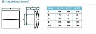 Vannas istabas izplūdes ventilatorsI AERAULIQA QD120 цена и информация | Вентиляторы для ванной | 220.lv