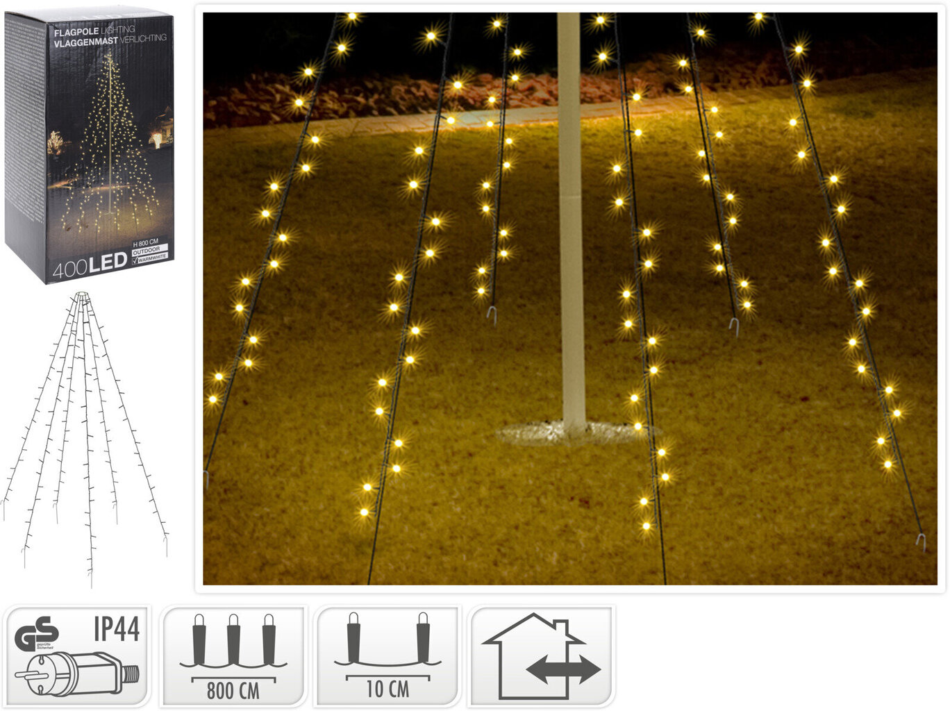 Virtene karoga mastam, 400 LED цена и информация | Ziemassvētku lampiņas, LED virtenes | 220.lv