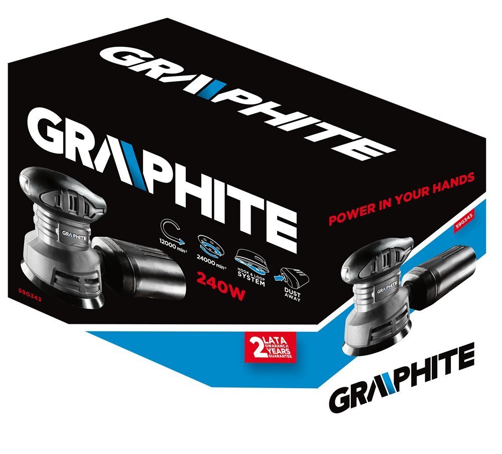 Ekscentriska slīpmašīna Graphite 59G343 cena un informācija | Slīpmašīnas | 220.lv