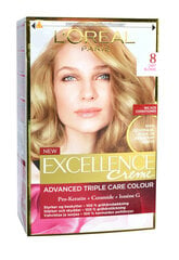 L'Oréal Paris Excellence CRÈME ilgnoturīga matu krāsa, 8 cena un informācija | Matu krāsas | 220.lv