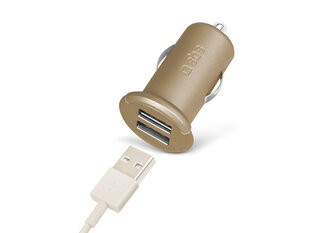 Automašīnas lādētājs SBS 2 USB, 2400 mAh, zelta krāsā cena un informācija | Lādētāji un adapteri | 220.lv