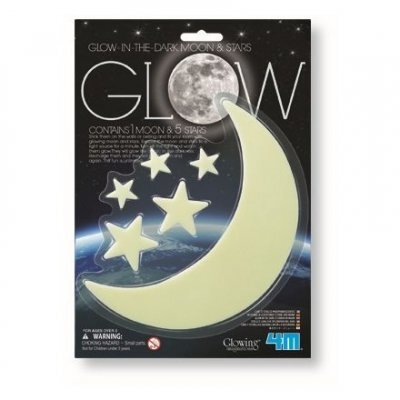 Mirdzošs mēness un zvaigznes, 5gab. цена и информация | Dekoratīvās uzlīmes | 220.lv