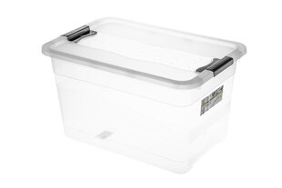 Kaste ar vāku crystalbox Cornelia 59,5x39,5x34cm 52L caurspīdīga Keeeper цена и информация | Ящики для вещей | 220.lv