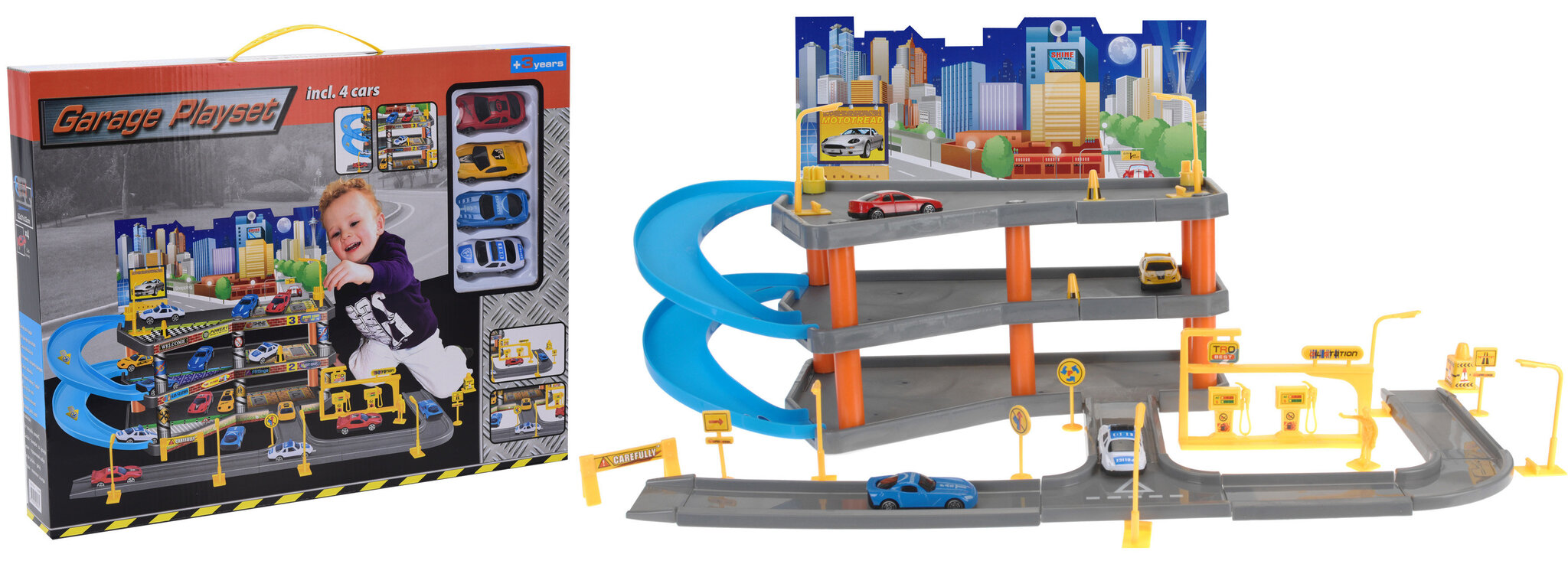 Trīsstāvu autostāvvieta ar 4 automašīnām цена и информация | Rotaļlietas zēniem | 220.lv