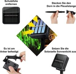 Ausolee Solar Fairy Lights Outdoor, Willow Leaf Fairy Lights Ūdensnecaurlaidīgs Solar Fairy Lights Žogs, ballītes, āra dārza dekorēšana (vītolu lapas, 10 M) cena un informācija | LED lentes | 220.lv