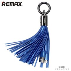 Remax RC-053i Дизайн Брелок для ключей с Apple Lightning кабелемданных и заряда  (MD818) Синий цена и информация | Кабели для телефонов | 220.lv