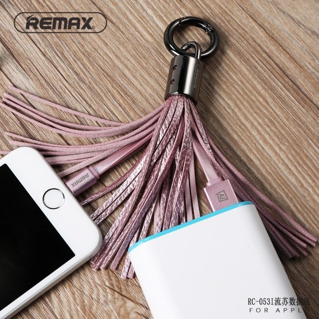 Remax RC-053i Dizaina Atsēgu piekariņš ar Apple Lightning Datu & Uzlādes Kabeli (MD818) Zils cena un informācija | Savienotājkabeļi | 220.lv