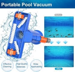 1 шт. Модернизированный комплект для очистки бассейна, портативный пылесос для бассейна со щеткой, мешком для листьев и 40-дюймовой штангой, идеально подходит для надземных и надувных бассейнов, спа, прудов, фонтанов цена и информация | Принадлежности для пылесосов | 220.lv