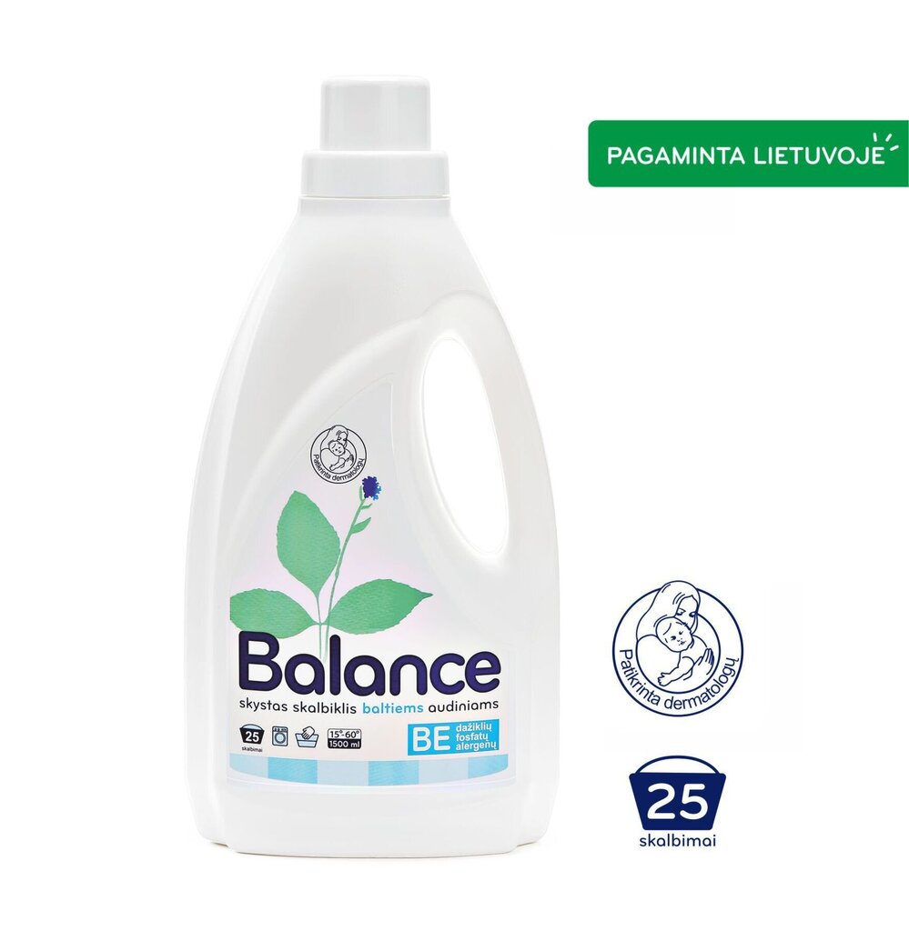 Mazgāšanas līdzeklis BALANCE, baltiem audumiem, 1,5 l цена и информация | Veļas mazgāšanas līdzekļi | 220.lv