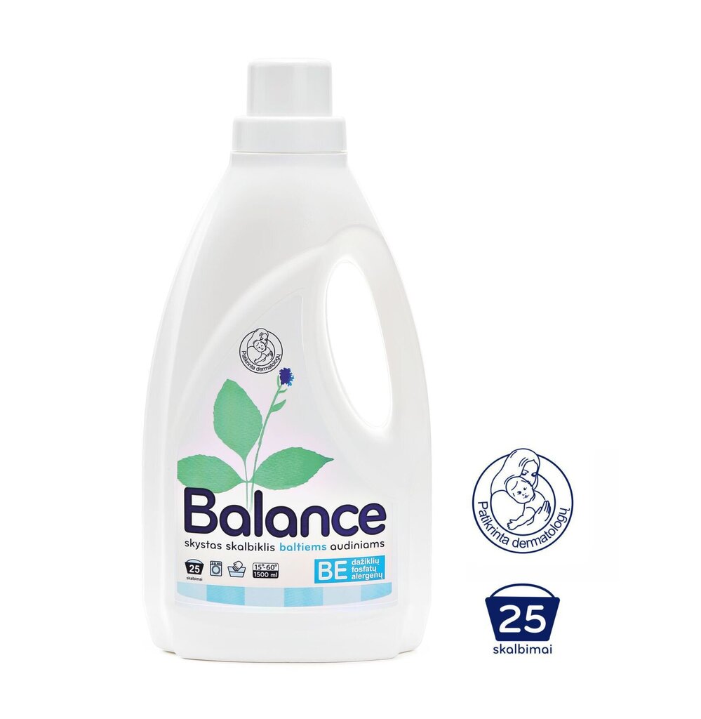Mazgāšanas līdzeklis BALANCE, baltiem audumiem, 1,5 l цена и информация | Veļas mazgāšanas līdzekļi | 220.lv
