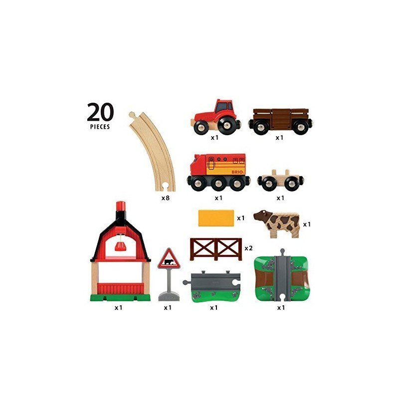 Vilciena ceļš Brio Farm Railway Set цена и информация | Rotaļlietas zēniem | 220.lv