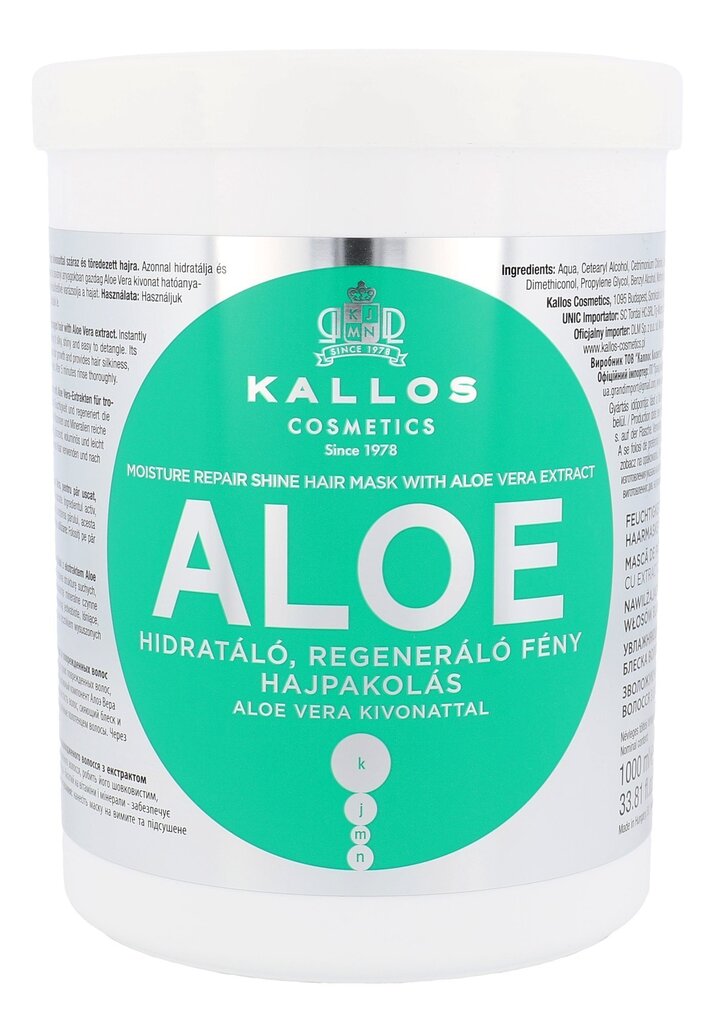 Maska bojātiem matiem ar alvejas ekstraktu Kallos Aloe Vera Moisture, 1000 ml цена и информация | Matu uzlabošanai | 220.lv