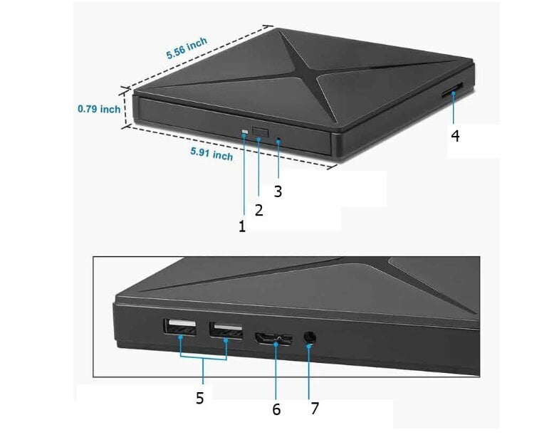 Optiskais diskdzinis Ārējais portatīvais DVD CD RW disks USB-C USB 3.0 4in1 SD karšu lasītājs Ramana ģimenes veikals cena un informācija | Diskdziņi | 220.lv