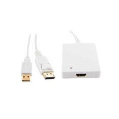 4World Adapter DisplayPort [M] + USB [M] > HDMI [F], 0.5m, white cena un informācija | 4World Datortehnika | 220.lv