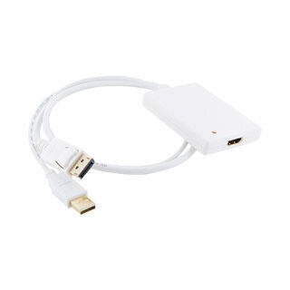 4World Adapter DisplayPort [M] + USB [M] > HDMI [F], 0.5m, white cena un informācija | Adapteri un USB centrmezgli | 220.lv