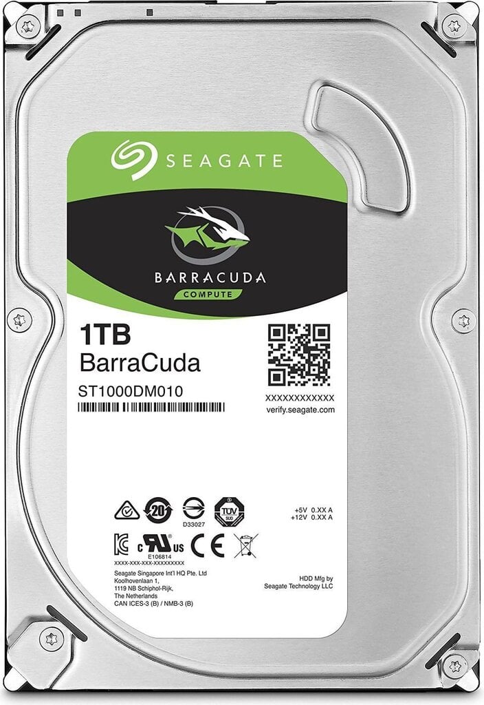 Seagate BarraCuda 1TB 6Gb/s SATA, ST1000DM010 цена и информация | Iekšējie cietie diski (HDD, SSD, Hybrid) | 220.lv