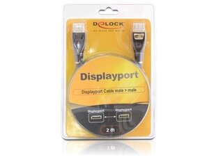 Delock cable Displayport M/M 2m PREMIUM cena un informācija | Kabeļi un vadi | 220.lv