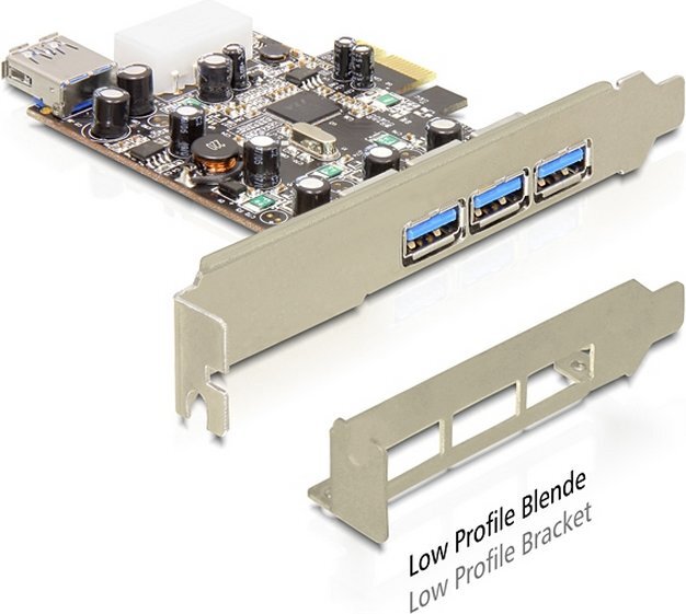 Delock PCI Express Card > 3 x external + 1 x internal USB 3.0 cena un informācija | Kontrolieri | 220.lv