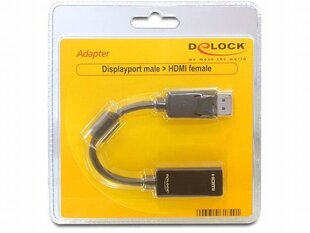 Адаптер для DisplayPort на HDMI DELOCK Adaptador DisplayPort > HDMI 13 см, чёрный цена и информация | Аксессуары для телевизоров и Smart TV | 220.lv