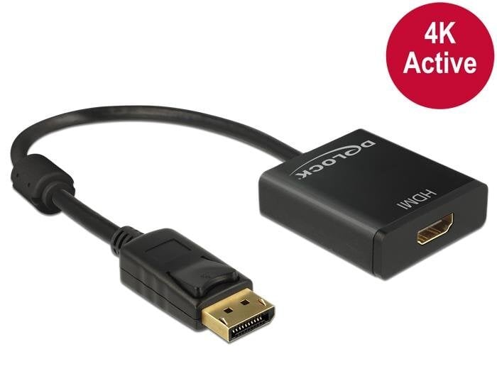 Delock Adapter Displayport 1.2 male > HDMI female 4K Active black цена и информация | Adapteri un USB centrmezgli | 220.lv