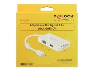 Адаптер Delock mini Displayport 1.1 male > VGA / HDMI / DVI female, пассивный, белый цена и информация | Адаптеры и USB разветвители | 220.lv