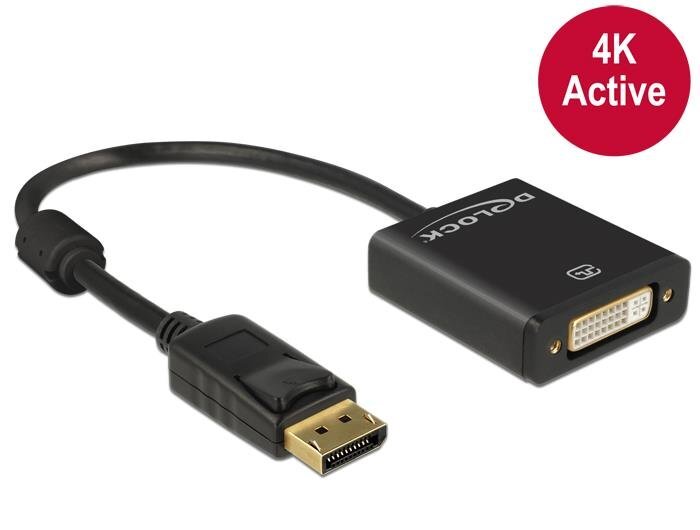 Delock Adapter Displayport 1.2 male > DVI female 4K Active black cena un informācija | Adapteri un USB centrmezgli | 220.lv