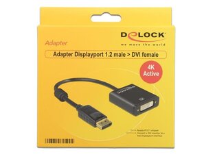 Delock Adapter Displayport 1.2 male > DVI female 4K Active black cena un informācija | Adapteri un USB centrmezgli | 220.lv