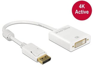 Delock Adapter Displayport 1.2 male > DVI female 4K Active white cena un informācija | Adapteri un USB centrmezgli | 220.lv