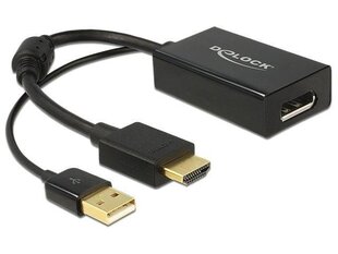 Адаптер Delock - HDMI(M)+USB(Power)->Displayport 1.2(F) 24 см цена и информация | Адаптеры и USB разветвители | 220.lv