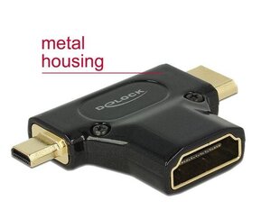 Delock adapter HDMI mini-C(M) + HDMI Micro-D(M)->HDMI(F) 4k High Speed Ethernet cena un informācija | Adapteri un USB centrmezgli | 220.lv