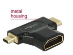 Delock adapter HDMI mini-C(M) + HDMI Micro-D(M)->HDMI(F) 4k High Speed Ethernet