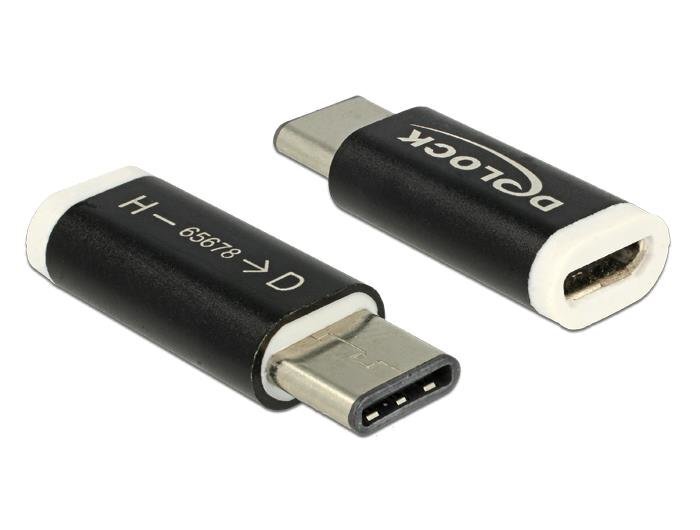 Delock Adapter USB 2.0 Micro-B female (host) > USB Type-C™ 2.0 male (device) cena un informācija | Kabeļi un vadi | 220.lv