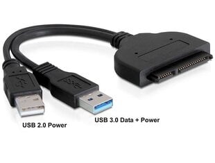 Delock 61883 SATA 22 pin - USB 3.0-A male/USB 2.0-A male cena un informācija | Gaming aksesuāri | 220.lv
