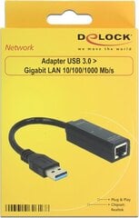 Delock - USB 3.0 с кабелем -> сетевой адаптер RJ-45 1 ГБ цена и информация | Аксессуары для компьютерных игр | 220.lv