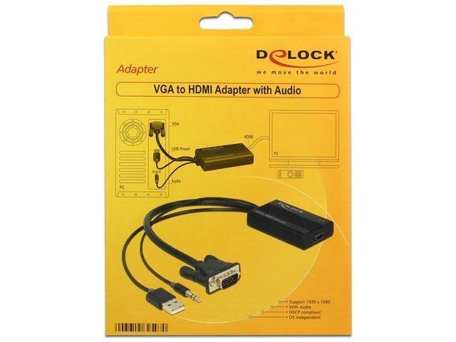 Adapteris Delock VGA (M) +USB (Barošana) + Jack (Audio) -> HDMI (F) cena un informācija | Adapteri un USB centrmezgli | 220.lv