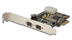 Digitus Firewire (800) PCI Exp. Karte / kontrolieris, 2x Ext. 1x Int. IEEE1394b 9 kontaktu, zema profila, mikroshēmojums: XIO2213B цена и информация | Контроллеры | 220.lv