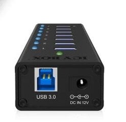 Icy Box 7 x Port USB 3.0 Hub with USB charge port, Black cena un informācija | Kontrolieri | 220.lv