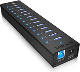 Icy Box 13 Port USB 3.0 Hub with USB charge port, Black cena un informācija | Adapteri un USB centrmezgli | 220.lv