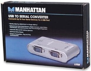 Manhattan USB to Serial Converter, 4-Ports cena un informācija | Adapteri un USB centrmezgli | 220.lv