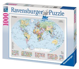 Puzle Ravensburger pasaules karte, 1000 detaļas cena un informācija | Puzles, 3D puzles | 220.lv