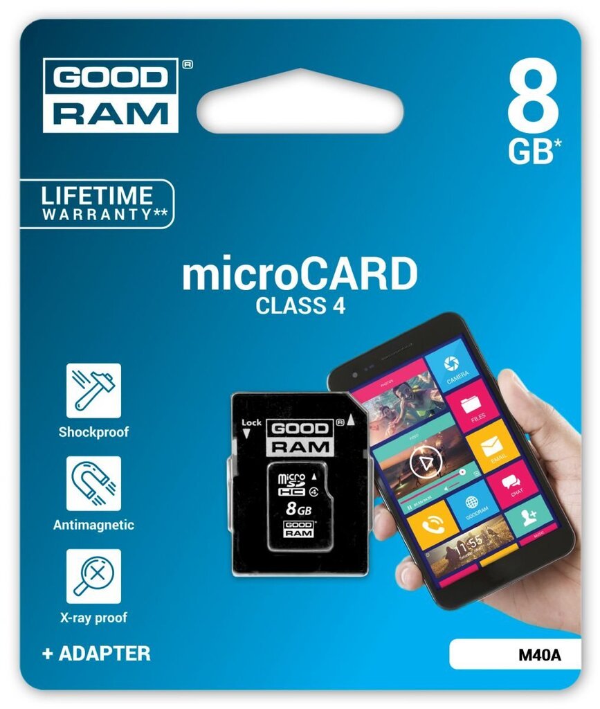 Goodram 8GB Micro Class 4 Atmiņas Karte ar Adapteri цена и информация | Atmiņas kartes mobilajiem telefoniem | 220.lv